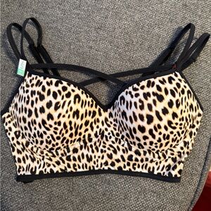 BRAND NEW W/ TAGS Victoria's Secret Leopard-Print Demi Bra with Black Trim
